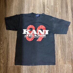 Vintage Karl Kani Jeans Graphic T Shirt Black Y2K Streetwear Faded Size M